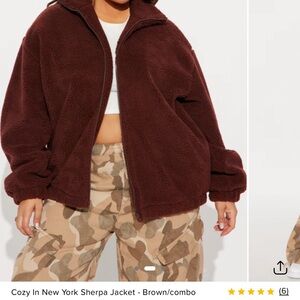 Cozy In New York Sherpa Jacket - Brown/combo